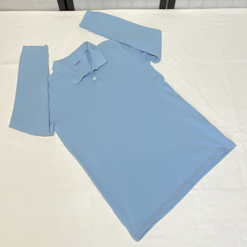 Old Navy XXL Polo Shirt Long Sleeve Two Button Stretch Knit Light Blue Uniform - Picture 8 of 11